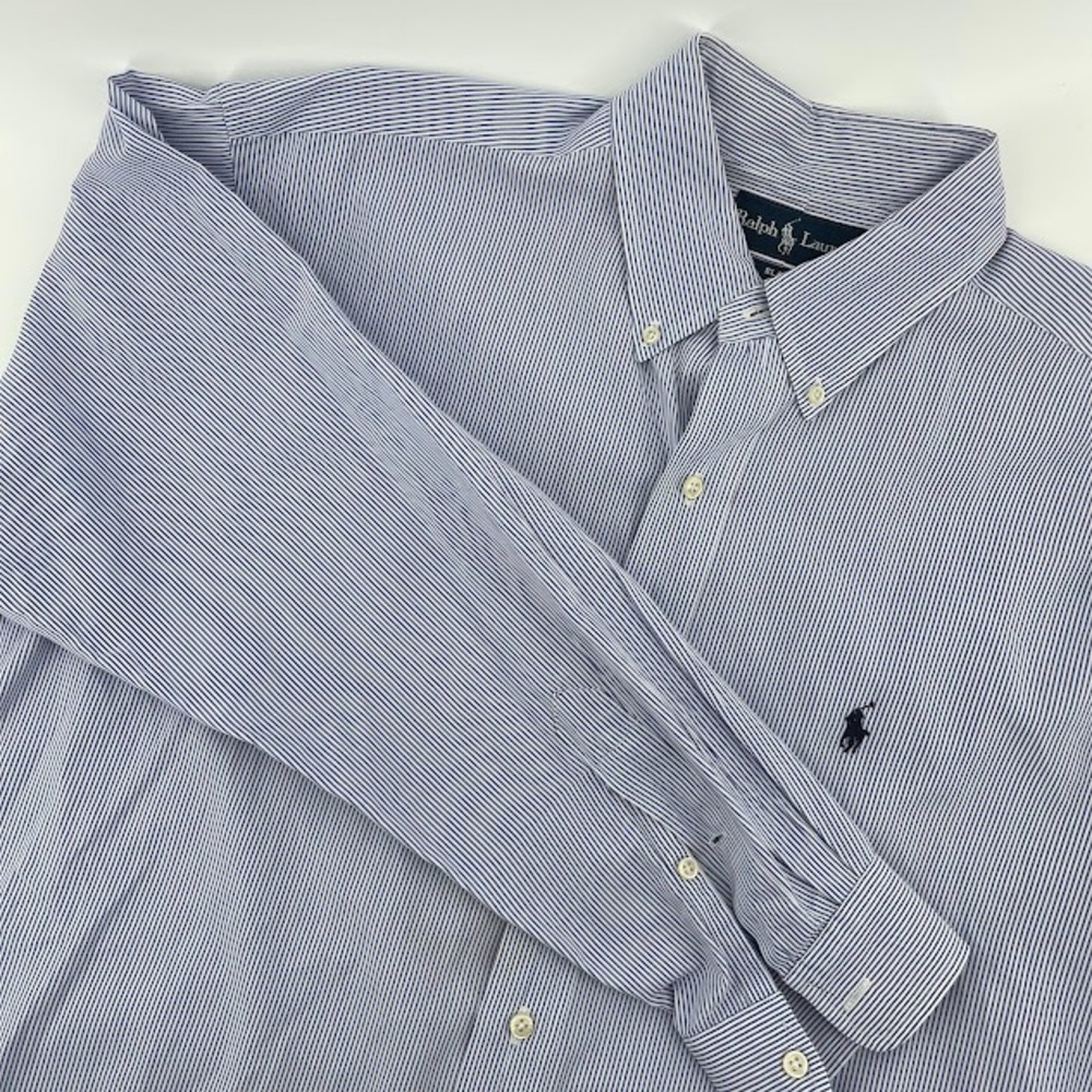 Ralph Lauren Blue and White Striped Dress Shirt
